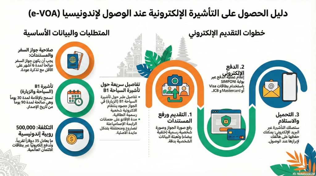 دليل الحصول على التأشيرة الإلكترونية عند الوصول لإندونيسيا